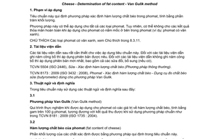 Tiêu chuẩn quốc gia TCVN 8173:2009 (ISO 3433 : 2008) về Phomat - Xác định hàm lượng chất béo - Phương pháp Van Gulik