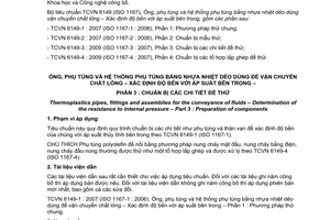 Tiêu chuẩn quốc gia TCVN 6149-3:2009 (ISO 1167-3 : 2007) về Ống, phụ tùng và hệ thống phụ tùng bằng nhựa nhiệt dẻo dùng để vận chuyển chất lỏng - Xác định độ bền với áp suất bên trong - Phần 3: Chuẩn bị các chi tiết để thử
