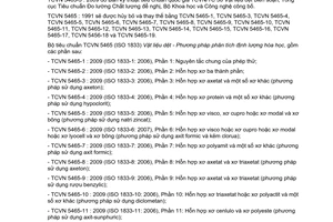 Tiêu chuẩn quốc gia TCVN 5465-3:2009 (ISO 1833-3 : 2006) về Vật liệu dệt - Phân tích định lượng hóa học - Phần 3: Hỗn hợp xơ axetat và một số xơ khác (phương pháp sử dụng axeton)