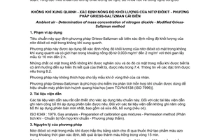 Tiêu chuẩn quốc gia TCVN 6137:2009 (ISO 6768 : 1998) về Không khí xung quanh - Xác định nồng độ khối lượng của nitơ điôxit - Phương pháp Griess-Saltzman cải biên