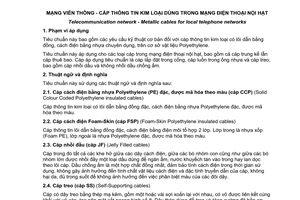 Tiêu chuẩn Việt Nam TCVN 8238:2009 về Mạng viễn thông - C
áp thông tin kim loại dùng trong mạng điện thoại nội hạt