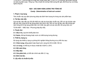 Tiêu chuẩn quốc gia TCVN 4070:2009 về Kẹo - Xác định hàm lượng tro tổng số