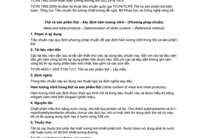 Tiêu chuẩn Việt Nam TCVN 7992:2009 (ISO 2918:1975) về thịt và sản phẩm thịt - xác định hàm lượng nitrit (phương pháp chuẩn)