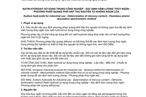 Tiêu chuẩn quốc gia TCVN 3804:2009 (ISO 5993 : 1979) về Natri hydroxit sử dụng trong công nghiệp - Xác định hàm lượng thủy ngân - Phương pháp quang phổ hấp thụ nguyên tử không ngọn lửa