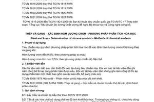 Tiêu chuẩn quốc gia TCVN 1812:2009 về Thép và gang - Xác định hàm lượng crom - Phương pháp phân tích hóa học