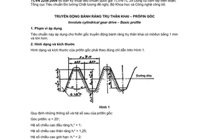 Tiêu chuẩn quốc gia TCVN 2258:2009 về Truyền động bánh răng trụ thân khai - Prôfin gốc
