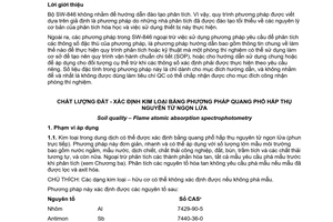 Tiêu chuẩn quốc gia TCVN 8246:2009 (EPA Method 7000B) về Chất lượng đất - Xác định kim loại bằng phương pháp quang phổ hấp thụ nguyên tử ngọn lửa