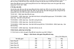 Tiêu chuẩn Việt Nam TCVN 1450:2009 về gạch rỗng đất sét nung