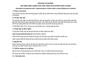 Tiêu chuẩn quốc gia TCVN 8081:2009 (ISO 6734 : 1989) về Sữa đặc có đường - Xác định hàm lượng chất khô tổng số (Phương pháp chuẩn)