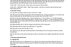 Tiêu chuẩn quốc gia TCVN 1821:2009 về Thép và gang - Xác định hàm lượng cacbon tổng - Phương pháp phân tích hóa học