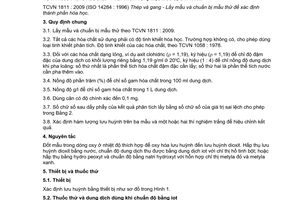 Tiêu chuẩn quốc gia TCVN 1820:2009 về Thép và gang - Xác định hàm lượng lưu huỳnh - Phương pháp phân tích hóa học