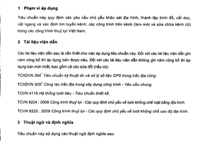 Tiêu chuẩn Việt Nam TCVN 8223:2009 về Công trình thuỷ lợi – Các quy định chủ yếu về đo đạc địa hình, xác định tim kênh và các công trình trên kênh