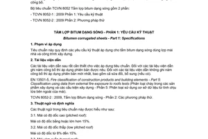 Tiêu chuẩn Việt Nam TCVN 8052-1:2009 về tấm lợp Bitum dạng sóng - phần 1 - yêu cầu kỹ thuật