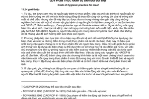 Tiêu chuẩn Việt Nam TCVN 8209:2009 (CAC/RCP 58-2005) về quy phạm thực hành vệ sinh đối với thịt