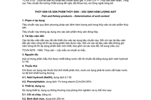 Tiêu chuẩn Việt Nam TCVN 3702:2009 về thủy sản và sản phẩm thủy sản - xác định hàm lượng axit