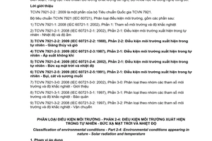 Tiêu chuẩn quốc gia TCVN-7921-2-4:2009 (IEC 60721-2-4 : 1988) Phân loại điều kiện môi trường - Phần 2-4: Điều kiện môi trường xuất hiện trong tự nhiên - Bức xạ mặt trời và nhiệt độ