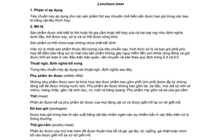 Tiêu chuẩn quốc gia TCVN 8157:2009 (CODEX STAN 89-1981, Rev. 1-1991) về Thịt xay nhuyễn chế biến sẵn