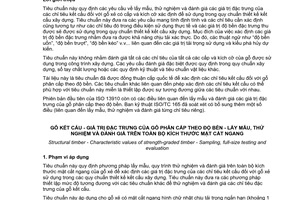 Tiêu chuẩn quốc gia TCVN 8164:2009 (ISO 13910 : 2005) Gỗ kết cấu - Giá trị đặc trưng của gỗ phân cấp theo độ bền - Lấy mẫu, thử nghiệm và đánh giá trên toàn bộ kích thước mặt cắt ngang