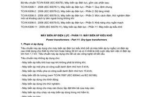 Tiêu chuẩn quốc gia TCVN 6306-11:2009 (IEC 60076-11 : 2004) về Máy biến áp điện lực - Phần 11: Máy biến áp kiểu khô