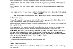Tiêu chuẩn quốc gia TCVN 6686-1:2009 (ISO 13366-1 : 2008) về Sữa - Định lượng tế bào xôma - Phần 1: Phương pháp dùng kính hiển vi (phương pháp chuẩn)