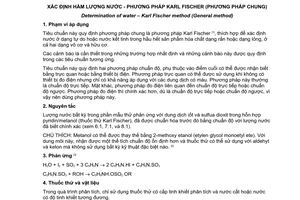 Tiêu chuẩn quốc gia TCVN 2309:2009 (ISO 760 : 1978) về Xác định hàm lượng nước - Phương pháp Karl Fischer (Phương pháp chung)