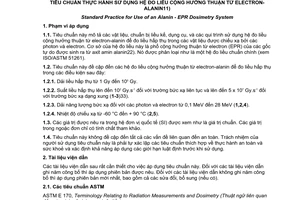 Tiêu chuẩn quốc gia TCVN 8232:2009 (ISO/ASTM 51607 : 2004) về Tiêu chuẩn thực hành sử dụng hệ đo liều cộng hưởng thuận từ electron-alanin