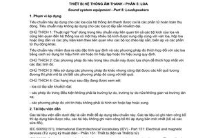 Tiêu chuẩn quốc gia TCVN 6697-5:2009 (IEC 60268-5 : 2007) về Thiết bị của hệ thống âm thanh - Phần 5: Loa