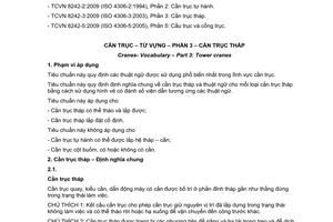 Tiêu chuẩn quốc gia TCVN 8242-3:2009 (ISO 4306-3:2003) về Cần trục - Từ vựng - Phần 3: Cần trục tháp