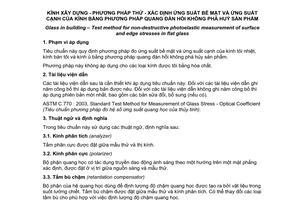 Tiêu chuẩn quốc gia TCVN 8261:2009 về Kính xây dựng – Phương pháp thử - Xác định ứng suất bề mặt và ứng suất cạnh của kính bằng phương pháp quang đàn hồi không phá hủy sản phẩm