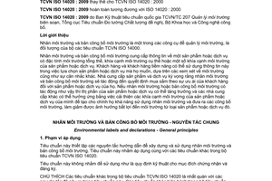 Tiêu chuẩn quốc gia TCVN ISO 14020:2009 (ISO 14020 : 2000) về Nhãn môi trường và bản công bố môi trường - Nguyên tắc chung