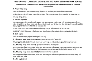 Tiêu chuẩn quốc gia TCVN 1811:2009 (ISO 14284 : 1996) về Thép và gang - Lấy mẫu và chuẩn bị mẫu thử để xác định thành phần hóa học