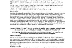 Tiêu chuẩn quốc gia TCVN 6189-1:2009 (ISO 7899-1 : 1998) về Chất lượng nước - Phát hiện và đếm khuẩn đường ruột - Phần 1: Phương pháp thu nhỏ (Số có xác suất lớn nhất) đối với nước mặt và nước thải