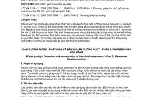 Tiêu chuẩn quốc gia TCVN 6189-2:2009 (ISO 7899 - 2 : 2000) về Chất lượng nước - Phát hiện và đếm khuẩn đường ruột - Phần 2: Phương pháp màng lọc