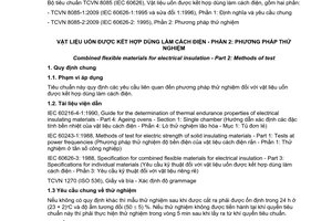 Tiêu chuẩn quốc gia TCVN 8085-2:2009 (IEC 60626-2: 1995) về Vật liệu uốn được kết hợp dùng làm cách điện - Phần 2: Phương pháp thử nghiệm