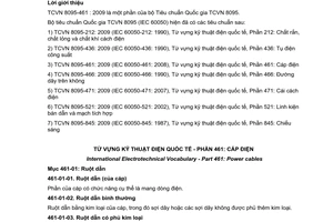 Tiêu chuẩn quốc gia TCVN 8095-461:2009 (IEC 60050-461 : 2008) về Từ vựng kỹ thuật điện quốc tế - Phần 461: Cáp điện
