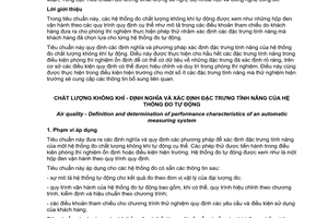 Tiêu chuẩn quốc gia TCVN 6751:2009 (ISO 9169 : 2006) về Chất lượng không khí - Định nghĩa và xác định đặc trưng tính năng của hệ thống đo tự động