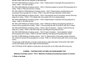 Tiêu chuẩn quốc gia TCVN 4787:2009 (EN 196-7 : 2007) về Xi măng - Phương pháp lấy mẫu và chuẩn bị mẫu thử