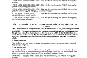 Tiêu chuẩn quốc gia TCVN 8099-4:2009 (ISO 8968-4 : 2001) về Sữa - Xác định hàm lượng nitơ - Phần 4: Phương pháp xác định hàm lượng nitơ phi protein