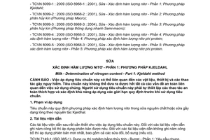 Tiêu chuẩn quốc gia TCVN 8099-1:2009 (ISO 8968-1 : 2001) về Sữa - Xác định hàm lượng nitơ - Phần 1: Phương pháp Kjeldahl