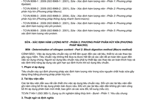 Tiêu chuẩn quốc gia TCVN 8099-2:2009 (ISO 8968-2 : 2001) về Sữa - Xác định hàm lượng nitơ - Phần 2: Phương pháp phân hủy kín (Phương pháp macro)