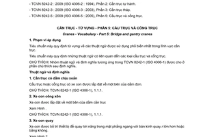 Tiêu chuẩn quốc gia TCVN 8242-5:2009 (ISO 4306-5 : 2005) về Cần trục - Từ vựng - Phần 5: Cầu trục và cổng trục
