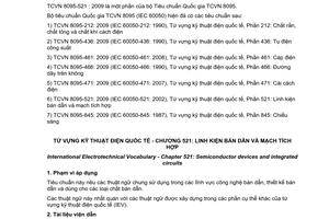 Tiêu chuẩn quốc gia TCVN 8095-521:2009 (IEC 60050-521 : 2002) về Từ vựng kỹ thuật điện quốc tế - Phần 521: Linh kiện bán dẫn và mạch tích hợp