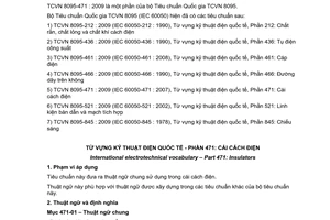 Tiêu chuẩn quốc gia TCVN 8095-471:2009 (IEC 60050-471 : 2007) về Từ vựng kỹ thuật điện quốc tế - Phần 471: Cái cách điện