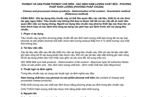 Tiêu chuẩn quốc gia TCVN 8181:2009 (ISO 1735:2004) về Phomat và sản phẩm phomat chế biến - Xác định hàm lượng chất béo - Phương pháp khối lượng (Phương pháp chuẩn)