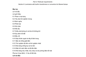 Tiêu chuẩn Việt Nam TCVN7722-2-6:2009 (IEC 60598-2-6 :1994/Amd. 1:1996) về đèn điện - Phần 2: Yêu cầu cụ thể - Mục 6: Đèn điện có biến áp hoặc bộ chuyển đổi lắp sẵn dùng cho bóng đèn sợi đốt