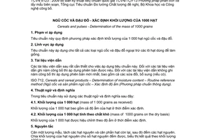 Tiêu chuẩn Việt Nam TCVN 8123:2009 (ISO 520 : 1977) về ngũ cốc và đậu đỗ - Xác định khối lượng của 1000 hạt