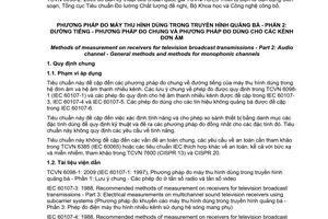 Tiêu chuẩn quốc gia TCVN 6098-2:2009 (IEC 60107-2:1997) về Phương pháp đo máy thu hình dùng trong truyền hình quảng bá - Phần 2: Đường tiếng - Phương pháp đo chung và phương pháp đo dùng cho các kênh đơn âm