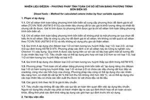 Tiêu chuẩn quốc gia TCVN 3180:2007 (ASTM D 4737-04) về Nhiên liệu điêzen - Phương pháp tính toán chỉ số xêtan bằng phương trình bốn biến số