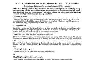 Tiêu chuẩn quốc gia TCVN 6317:2007 (ISO 706 : 2004) về Latex cao su - Xác định hàm lượng chất đông kết (chất còn lại trên rây)