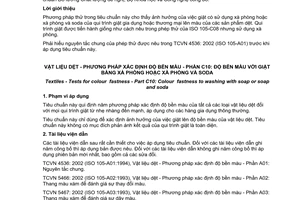 Tiêu chuẩn quốc gia TCVN 7835-C10:2007 (ISO 105 - C10 : 2006) về Vật liệu dệt - Phương pháp xác định độ bền màu - Phần C10: Độ bền màu với giặt bằng xà phòng hoặc xà phòng và soda